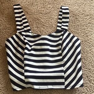 Blue and white stripe crop top